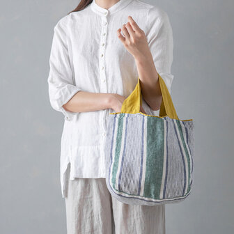 Pontoise green &amp; yellow, linen bag