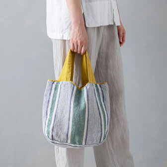 Pontoise green &amp; yellow, linen bag