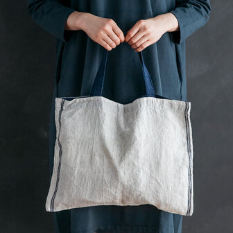 Duo natural, linen tote bag