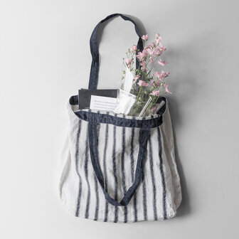 Halage, dark blue, linen tote bag