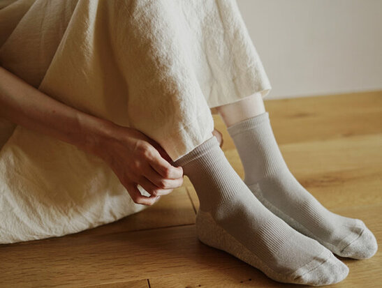 Cotton socks with cotton-cashmere pile light grey