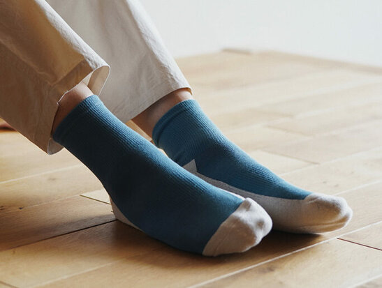 Cotton socks with cotton-cashmere pile lake blue