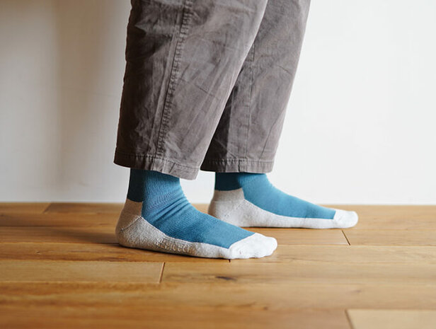 Cotton socks with cotton-cashmere pile lake blue