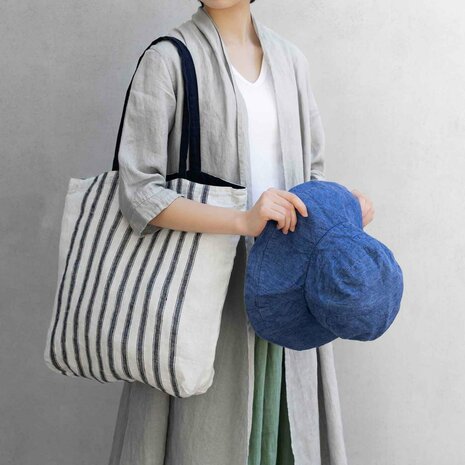 Halage, dark blue, linen tote bag