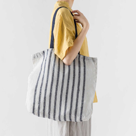 Halage, dark blue, linen tote bag