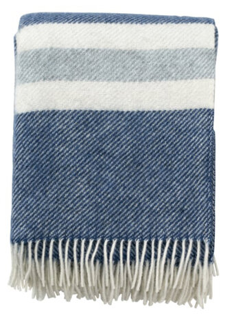 Gotland stripe petrol, wollen plaid